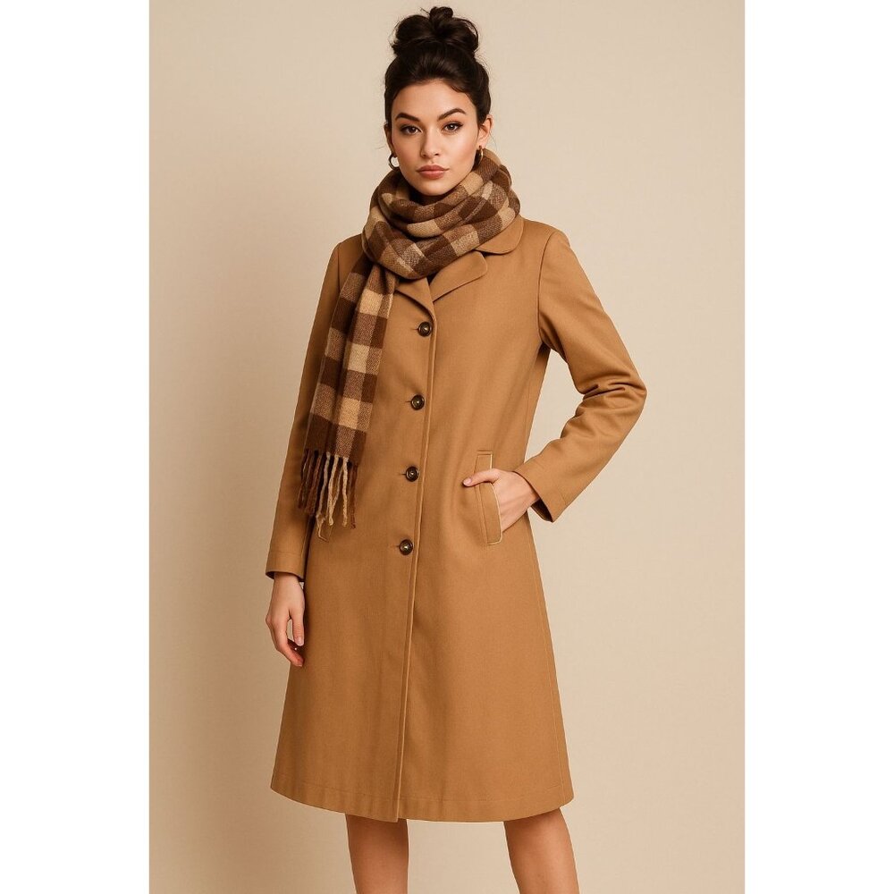 Unbranded M Polyester Brown Button-Up Womens Trench Coat No Lining With Pockets